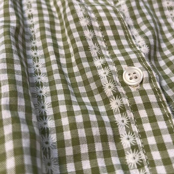 Max Studio Size S Peplum Stretch Tie Button Down Vintage Tank NEW Green Gingham - Picture 4 of 6